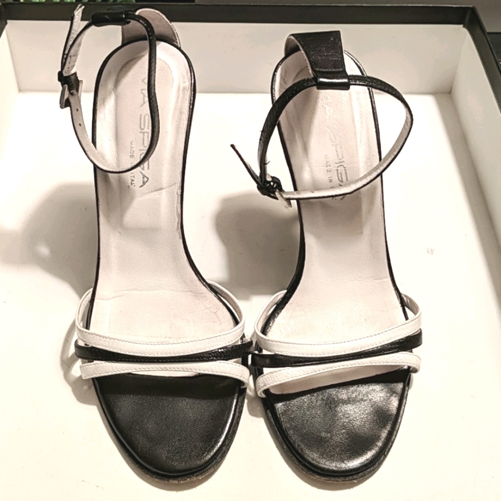 Via Spiga Black & White Strap Sandal